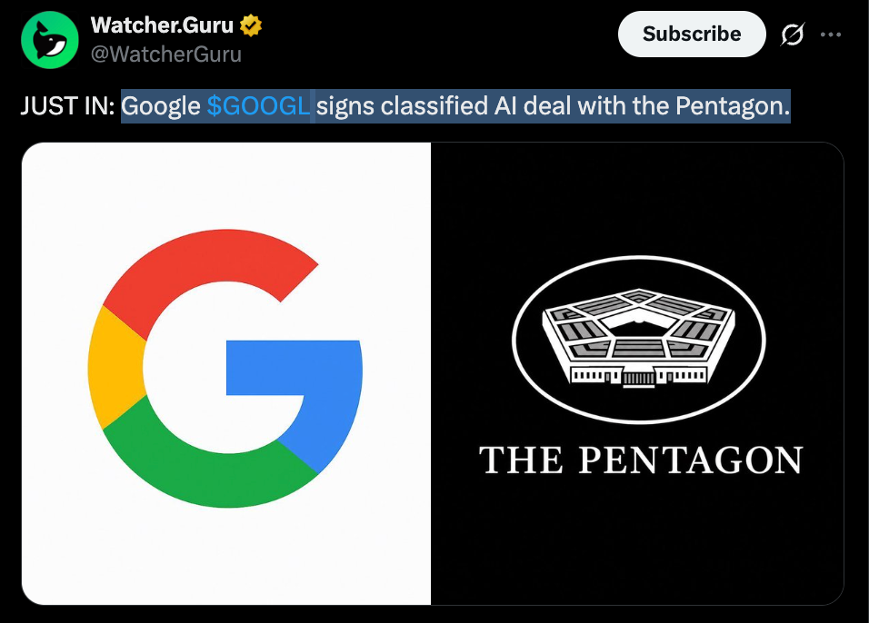 Google Simply Handed the Pentagon Its AI Keys — and Its Personal Workers Are Not Glad About It – BlockNews