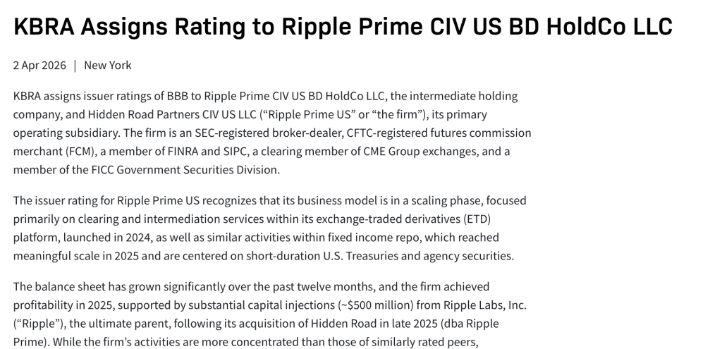 Kbra Assigns Rating to Ripple Prime