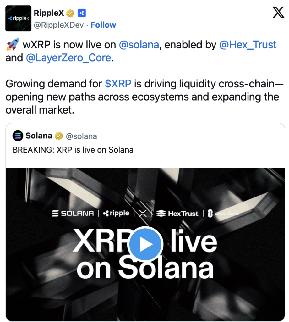 Xrp Live in Solana