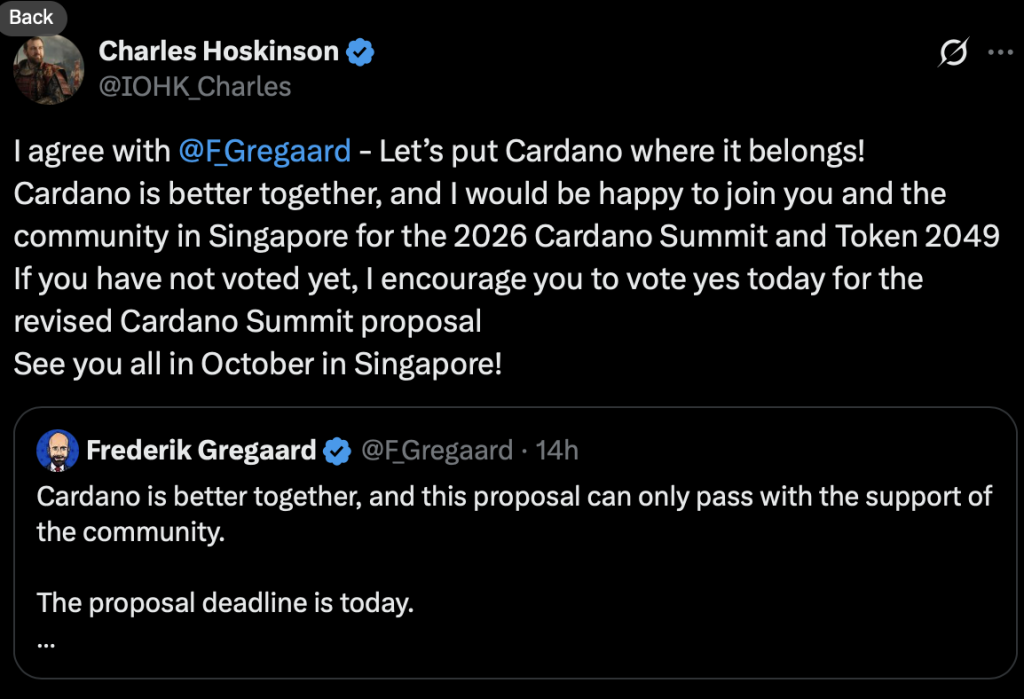 Cardano Crypto Eyes Asia Growth Via Singapore Summit – Right here Is How a 7.8 Million ADA Vote Might Form the Future – BlockNews Cardano Crypto Eyes Asia Growth Via Singapore Summit – Right here Is How a 7.8 Million ADA Vote Might Form the Future – BlockNews