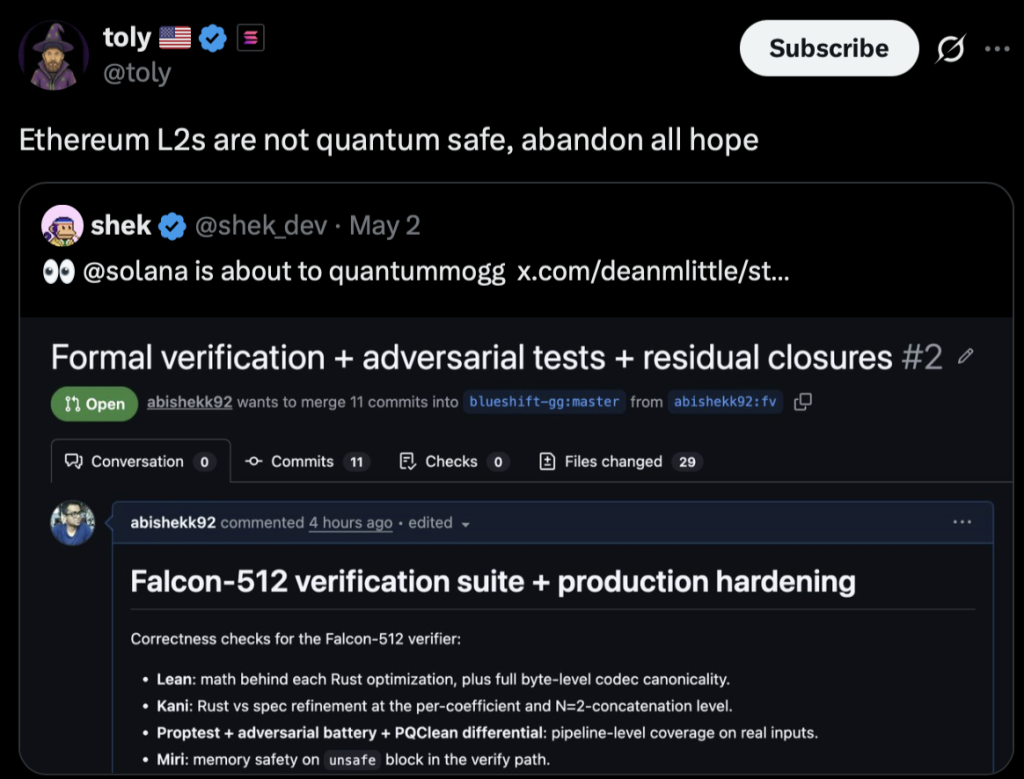 Ethereum L2 Are Not Quantum Resistant