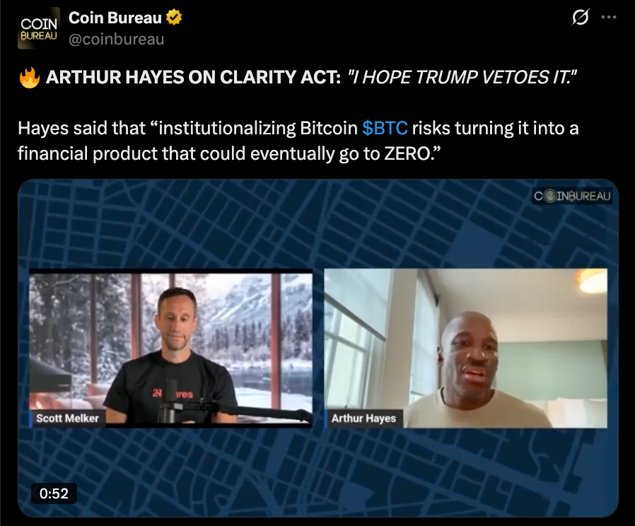 Arthur Hayes Desires Trump to Veto the CLARITY Act — And He’s Not Being Delicate About It – BlockNews Arthur Hayes Desires Trump to Veto the CLARITY Act — And He’s Not Being Delicate About It – BlockNews
