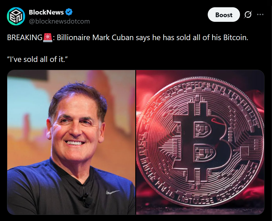 Mark Cuban Dumps Most of His Bitcoin – Right here Is Why He Misplaced Religion in BTC – BlockNews Mark Cuban Dumps Most of His Bitcoin – Right here Is Why He Misplaced Religion in BTC – BlockNews