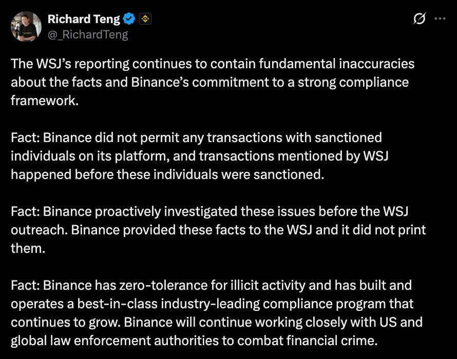 Binance and the WSJ Are at Warfare Once more, and the Stakes Are a Lot Larger Than Unhealthy Press – BlockNews Binance and the WSJ Are at Warfare Once more, and the Stakes Are a Lot Larger Than Unhealthy Press – BlockNews