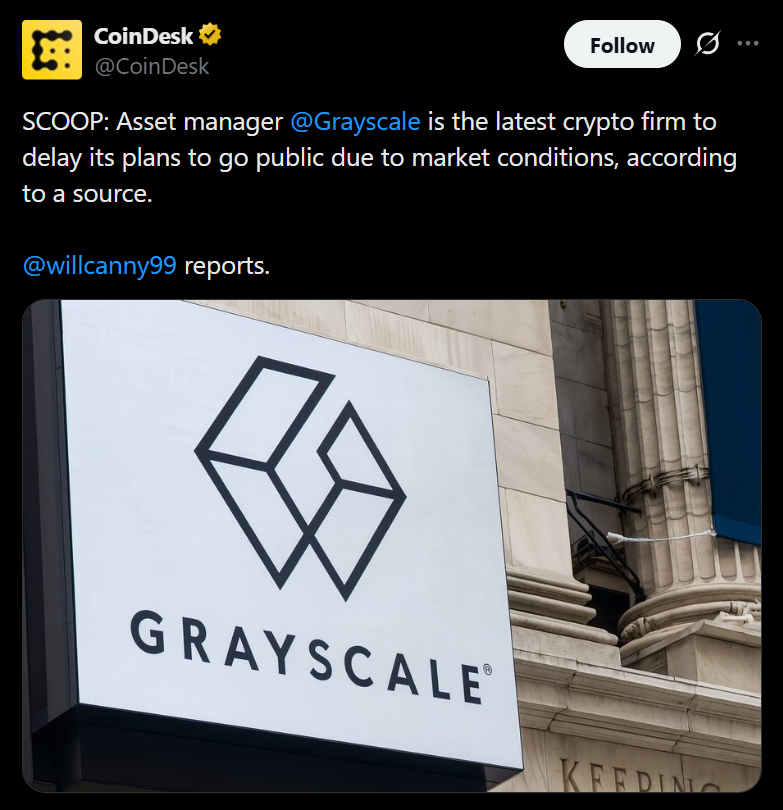 Grayscale Delays IPO As Crypto Inventory Hype Cools – Right here Is Why Wall Road Pulled Again – BlockNews