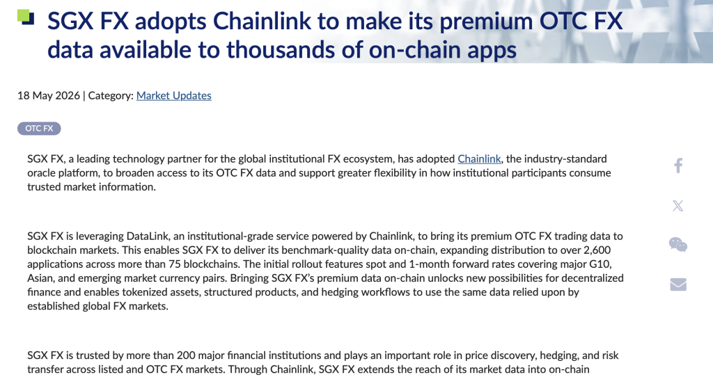 SGX adopts Chainlink