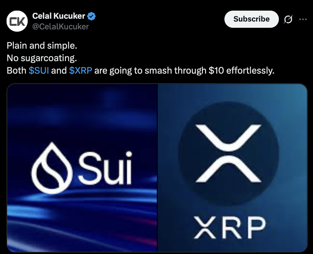 Sui and XRP $10