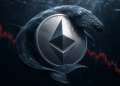 Ethereum coin held by a sea creature in a dark blue ocean, with a BLOCKNEWS watermark in the corner.