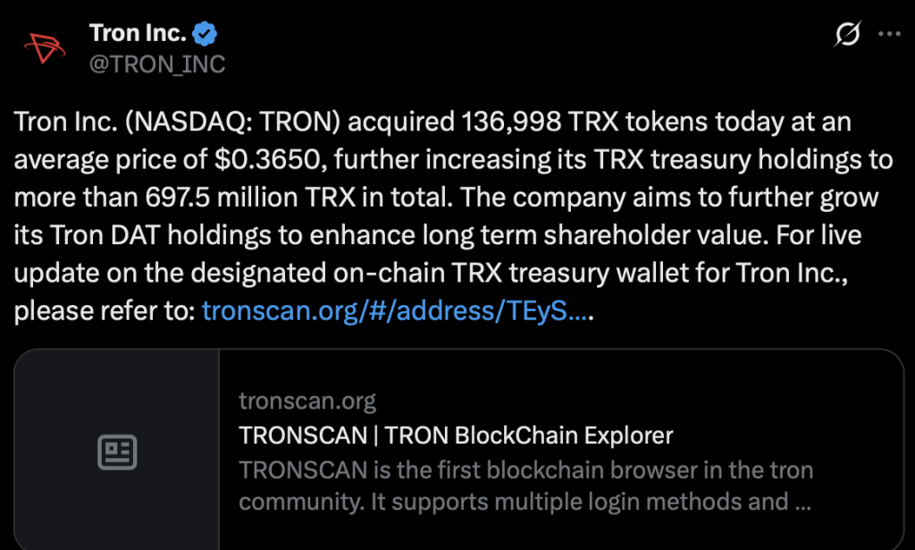 TRX coin reserve