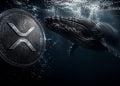 XRP coin underwater beside a whale, with bubbles and a dark blue ocean backdrop (BlockNews watermark).