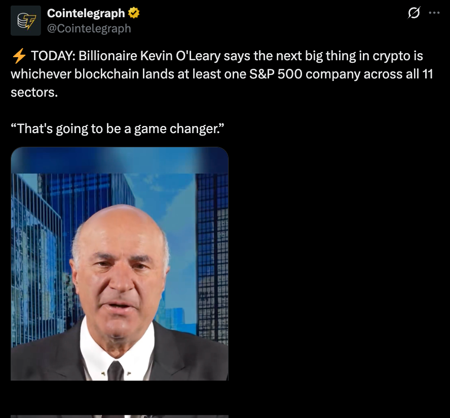 Kevin O’Leary Says Crypto’s Greatest Alternative Hasn’t Even Began But – BlockNews Kevin O’Leary Says Crypto’s Greatest Alternative Hasn’t Even Began But – BlockNews
