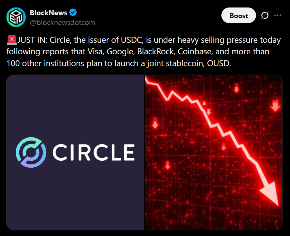 Circle Inventory Drops After Open USD Launch – Right here Is Why the Stablecoin Race Is Heating Up – BlockNews Circle Inventory Drops After Open USD Launch – Right here Is Why the Stablecoin Race Is Heating Up – BlockNews