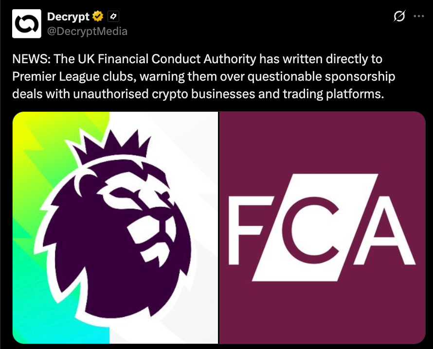 UK Cracks Down on Crypto Sponsors as Soccer Golf equipment Face Warning – BlockNews