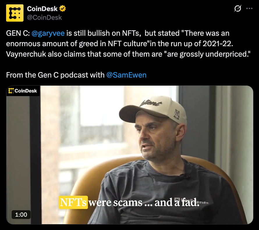 Gary Vee Says the Greatest NFTs Could Be Shockingly Undervalued – BlockNews Gary Vee Says the Greatest NFTs Could Be Shockingly Undervalued – BlockNews