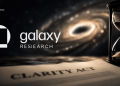 Galaxy Research banner with logo on the left, a swirling galaxy backdrop, an hourglass on the right, and a contract in the foreground.