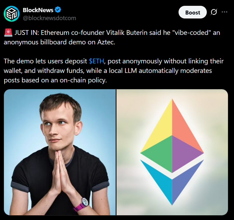 Vitalik Buterin Unveils Personal Message Board – Right here Is Why Ethereum’s Privateness Imaginative and prescient Is Increasing – BlockNews Vitalik Buterin Unveils Personal Message Board – Right here Is Why Ethereum’s Privateness Imaginative and prescient Is Increasing – BlockNews