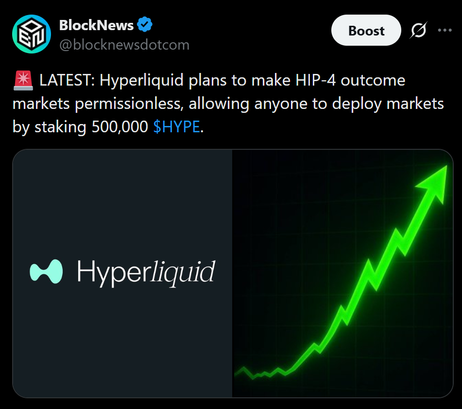Hyperliquid Expands End result Markets – Right here Is Why Permissionless Buying and selling Is Coming – BlockNews Hyperliquid Expands End result Markets – Right here Is Why Permissionless Buying and selling Is Coming – BlockNews