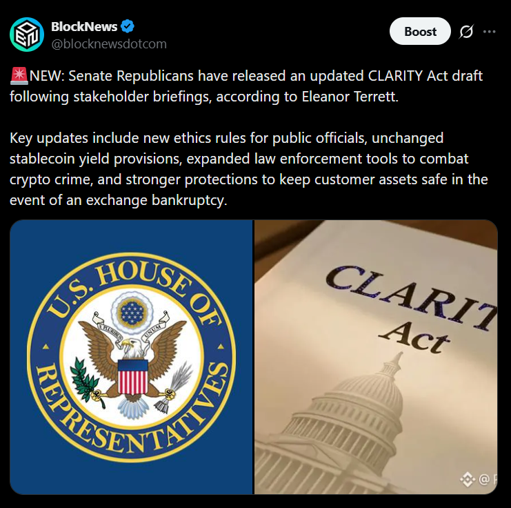 Senate Advances CLARITY Act – Right here Is Why Crypto Regulation Is Shifting Nearer to Actuality – BlockNews Senate Advances CLARITY Act – Right here Is Why Crypto Regulation Is Shifting Nearer to Actuality – BlockNews