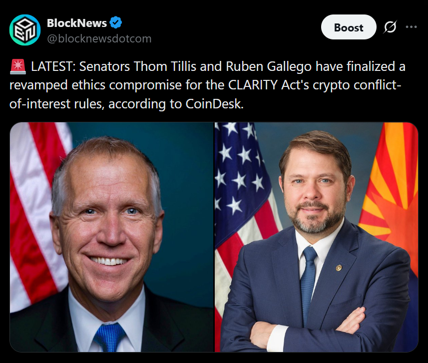 Senate Pushes New CLARITY Act Compromise – Right here Is Why Crypto Regulation Hangs within the Steadiness – BlockNews Senate Pushes New CLARITY Act Compromise – Right here Is Why Crypto Regulation Hangs within the Steadiness – BlockNews