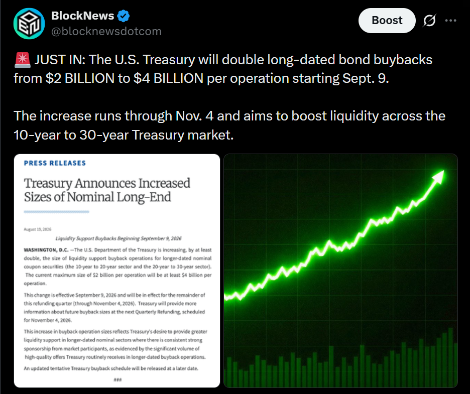 US Treasury Doubles Debt Buybacks as Yields Surge – Right here Is What It Means – BlockNews US Treasury Doubles Debt Buybacks as Yields Surge – Right here Is What It Means – BlockNews