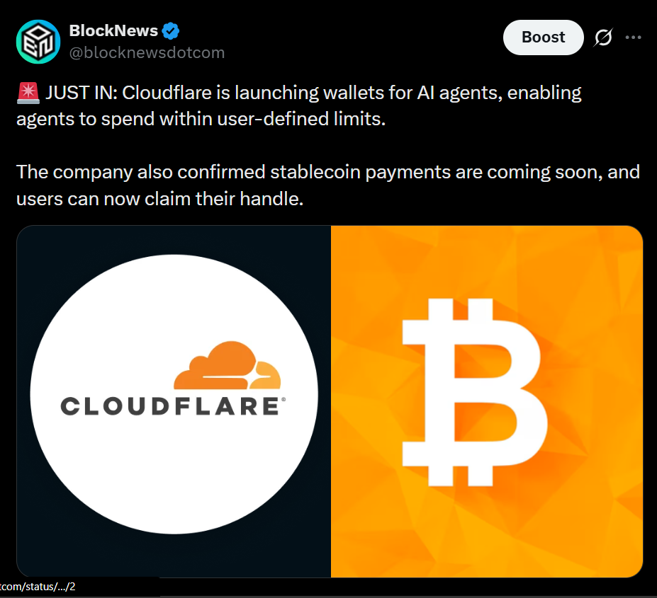 Cloudflare Unveils AI Wallets – Right here Is Why Stablecoin Funds Might Energy the Subsequent Web – BlockNews Cloudflare Unveils AI Wallets – Right here Is Why Stablecoin Funds Might Energy the Subsequent Web – BlockNews