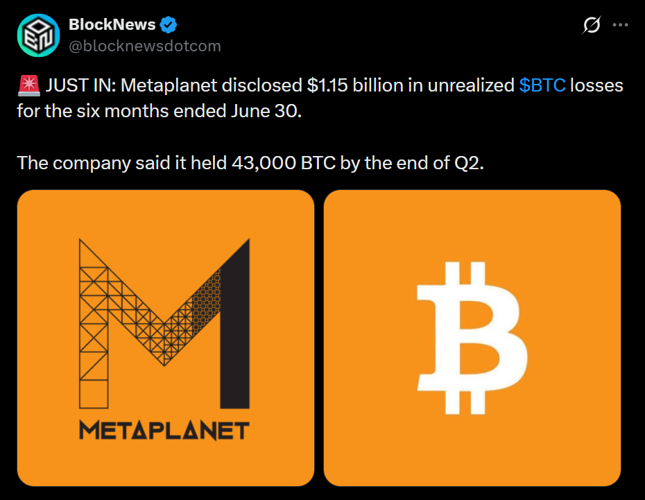 Metaplanet Faces .5B Bitcoin Loss – Right here Is What Its BTC Technique Faces – BlockNews Metaplanet Faces .5B Bitcoin Loss – Right here Is What Its BTC Technique Faces – BlockNews